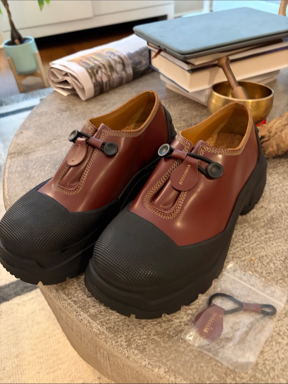 Maison Martin Margiela Brown Leather Slip-On Loafers with Black Chunky Sole